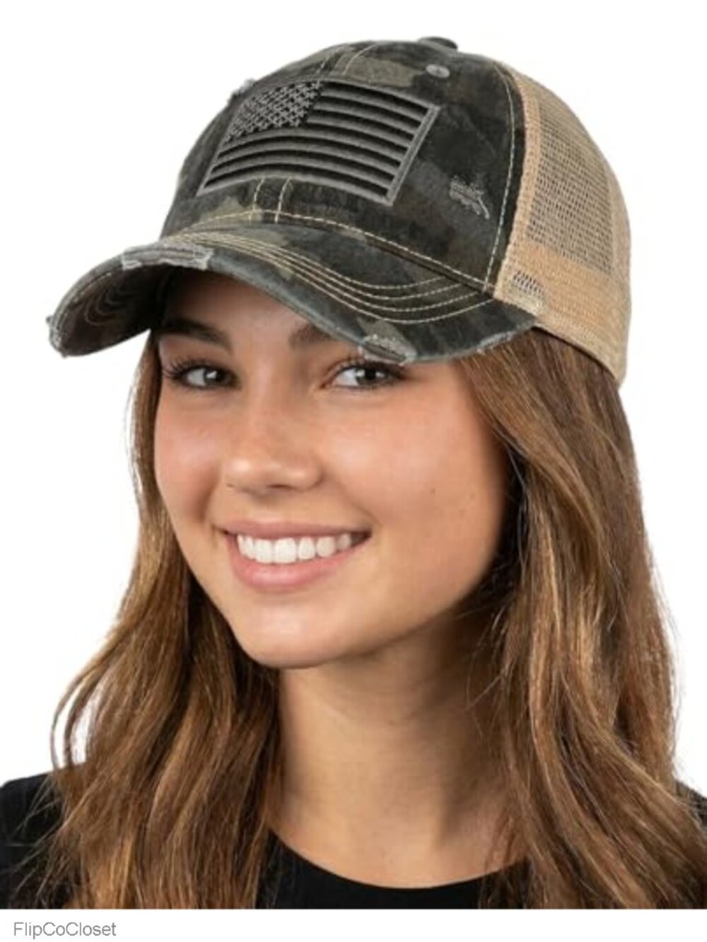 Distressed Mesh Trucker Hat Snapback Cap Low Profile Adjustable
